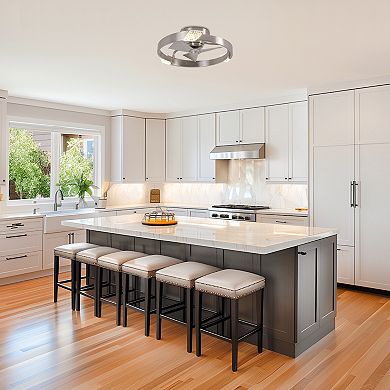 Modern Sand Nickel Dimmable LED Low Profile Ceiling Fan with Remote and Light