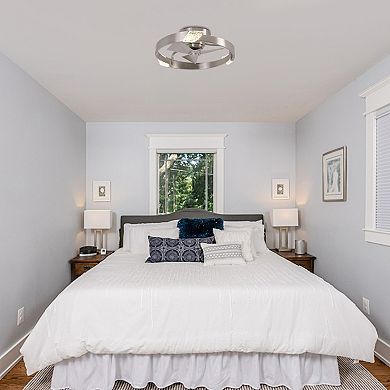Modern Sand Nickel Dimmable LED Low Profile Ceiling Fan with Remote and Light