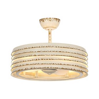 24.4" Farmhouse/ Retro Metal Bladeless Caged Ceiling Fan with Remote