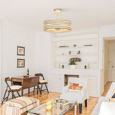 24.4" Farmhouse/ Retro Metal Bladeless Caged Ceiling Fan with Remote