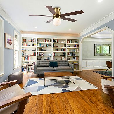 52" Modern Globe Frosted Glass Gold Flush Mount Ceiling Fan with Light and Remote