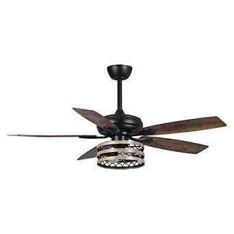 52" Driftwood Wooden Smart Ceiling Fan with Remote, App Control, Voice Control