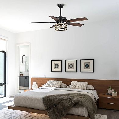 52" Driftwood Wooden Smart Ceiling Fan with Remote, App Control, Voice Control