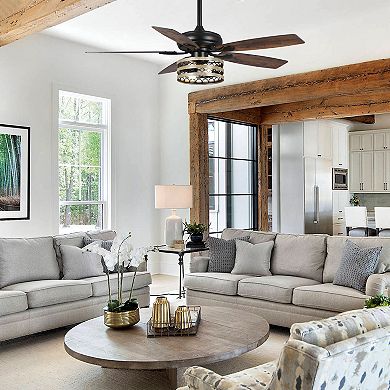 52" Driftwood Wooden Smart Ceiling Fan with Remote, App Control, Voice Control