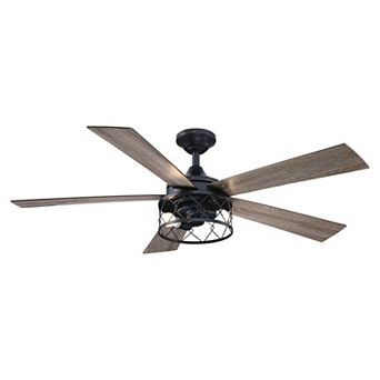 Industrial 52" Wood 5-Blade Indoor Ceiling Fan with Light Kit and Remote