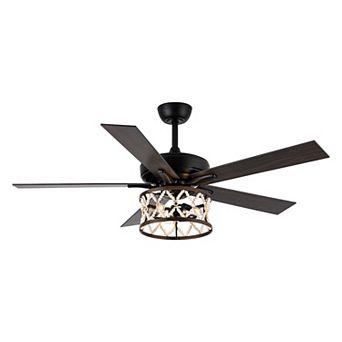 52" Farmhouse Wooden Beaded Black Ceiling Fan with Remote