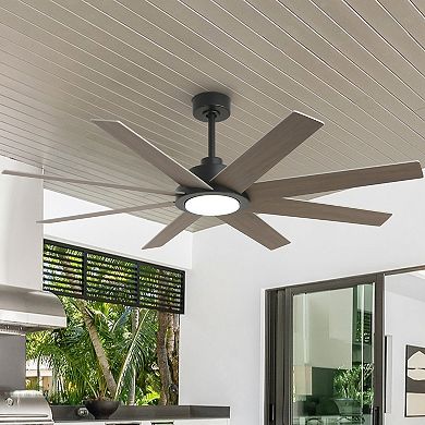 60" Farmhouse Large Windmill Dimmable Ceiling Fan with Light and Remote