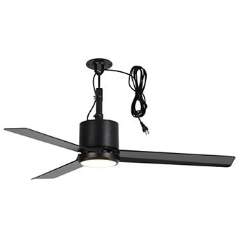 42" Modern Black Waterproof Wet Outdoor Gazebo Ceiling Fan with Light and Hook