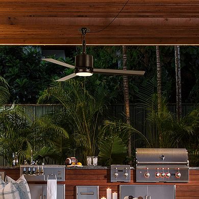 42" Modern Black Waterproof Wet Outdoor Gazebo Ceiling Fan with Light and Hook