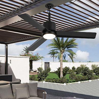 42" Modern Black Waterproof Wet Outdoor Gazebo Ceiling Fan with Light and Hook