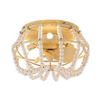 12.5" Farmhouse Wood Beads Small Ceiling Fan with Light and Remote