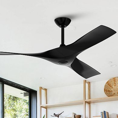 52-inch Nautical Black ABS 3-Blade Propeller Ceiling Fan with Remote for Patio