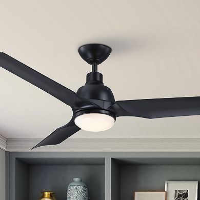 52" Black ABS 3-Blade Modern Dimmable LED Ceiling Fan with Remote
