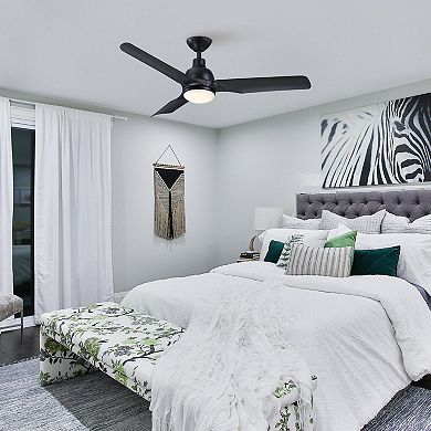 52" Black ABS 3-Blade Modern Dimmable LED Ceiling Fan with Remote