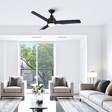 52" Black ABS 3-Blade Modern Dimmable LED Ceiling Fan with Remote