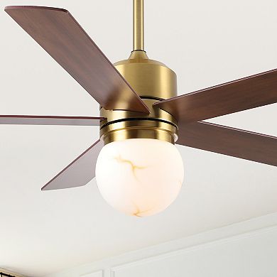 52" Modern Globe Frosted Glass Gold Dimmable Ceiling Fan with Light and Remote