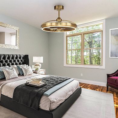 27" Modern Gold ABS 3-blade Fandelier Bladeless Ceiling Fan with Light and Remote