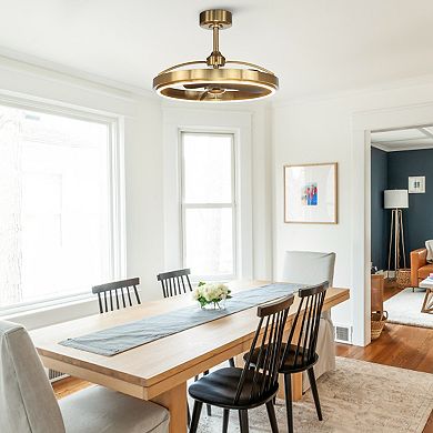 27" Modern Gold ABS 3-blade Fandelier Bladeless Ceiling Fan with Light and Remote