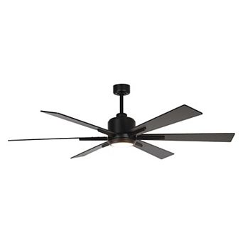 65" Modern Wood 6-blade Black Large Ceiling Fan with Light and Remote