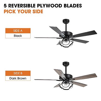 Parrot Uncle 52" Contemporary Unique Dimmable LED Ceiling Fan with Light and Remote