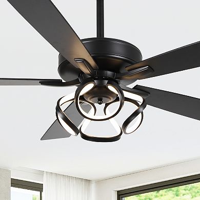 Parrot Uncle 52" Contemporary Unique Dimmable LED Ceiling Fan with Light and Remote