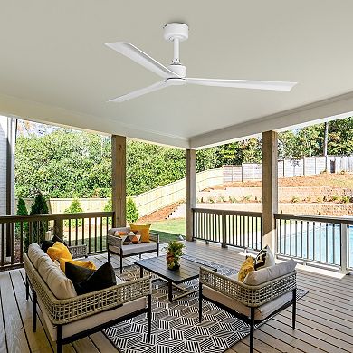 50" White Modern ABS 3-Blade Outdoor Ceiling Fan without Light