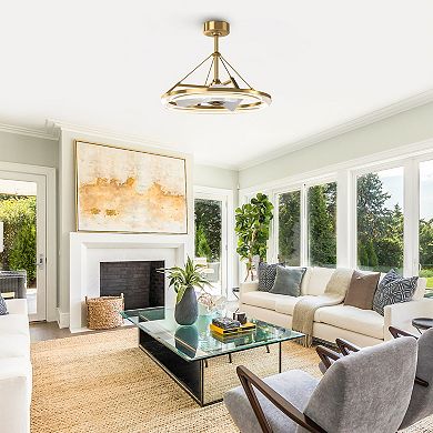 30" Modern Gold 3CCT LED Fandelier Ceiling Fan with Light and Remote