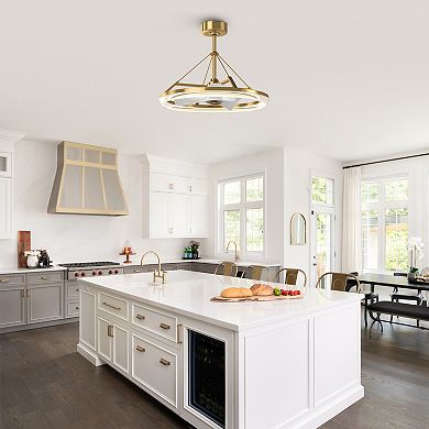 30" Modern Gold 3CCT LED Fandelier Ceiling Fan with Light and Remote