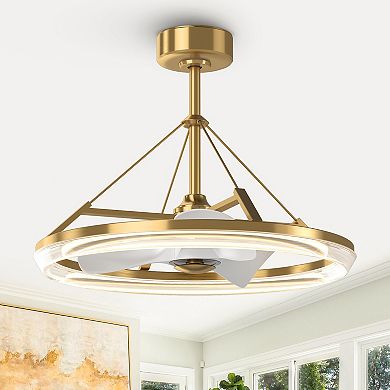 30" Modern Gold 3CCT LED Fandelier Ceiling Fan with Light and Remote