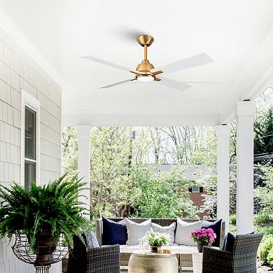 48-inch Gold Plywood Modern Dimmable Ceiling Fan with Light and Remote