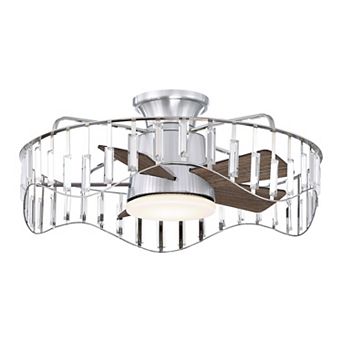 27" Modern Nickel Crystal Low Profile Bladeless Ceiling Fan with Light and Remote