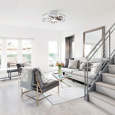 27" Modern Nickel Crystal Low Profile Bladeless Ceiling Fan with Light and Remote