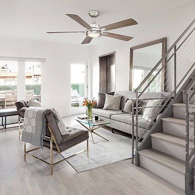 52-in Modern Nickel Reversible 5-Blade Ceiling Fan with Light and Remote