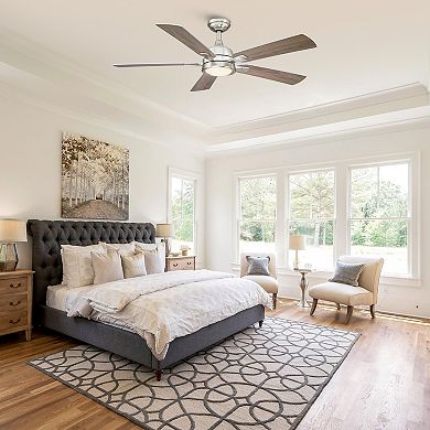 52-in Modern Nickel Reversible 5-Blade Ceiling Fan with Light and Remote