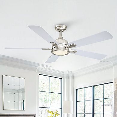 52-in Modern Nickel Reversible 5-Blade Ceiling Fan with Light and Remote