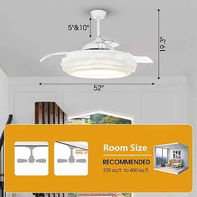 52" Coastal White Metal Smart Ceiling Fans with Lights and Remote, App Control, Voice Control