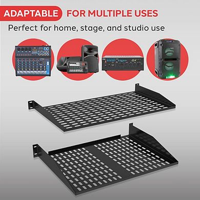 Pyle 1U+2U Universal Device Server Rack Mounting Tray - Heavy-Duty Metal Construction