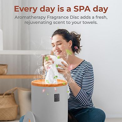 SereneLife Single Touch Towel & Blanket Warmer, Fragrant Disc Holder, LED Ring, Timer (Gray)