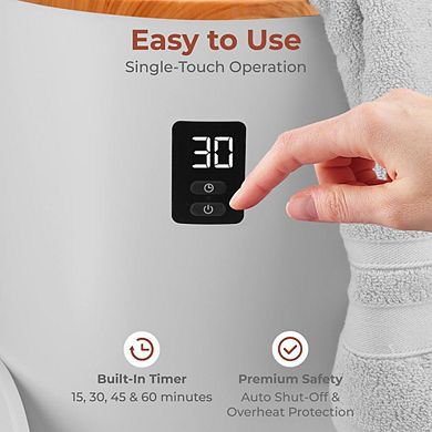 SereneLife Single Touch Towel & Blanket Warmer, Fragrant Disc Holder, LED Ring, Timer (Gray)