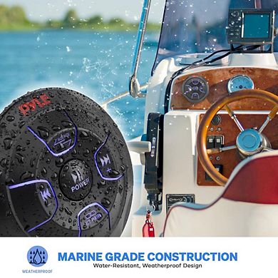 Pyle Wireless BT Audio Controller with Waterproof Marine Receiver Remote Control