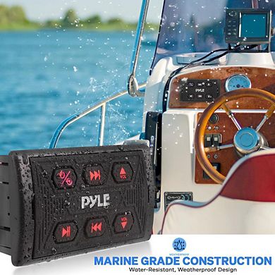 Pyle Wireless BT Audio Controller with Waterproof Marine Receiver Remote Control