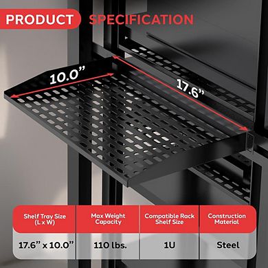 Pyle 1U Universal Device Placement Rack Mounting Tray (PLRSTN14UX2) - Heavy-Duty Steel Construction
