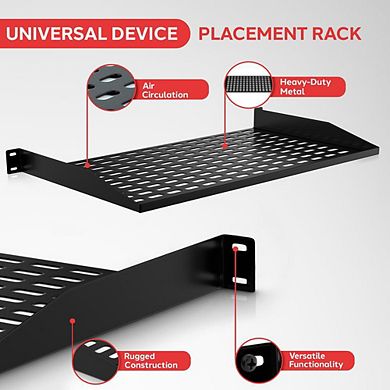 Pyle 1U Universal Device Placement Rack Mounting Tray (PLRSTN14UX2) - Heavy-Duty Steel Construction