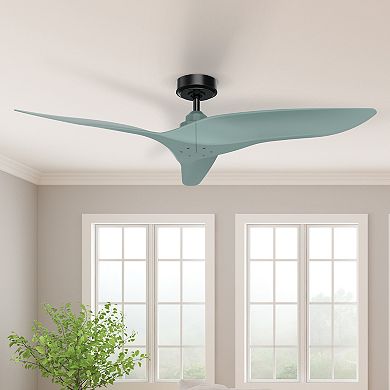 52" Modern Sage Green ABS 3-Blade Outdoor Ceiling Fan without Light