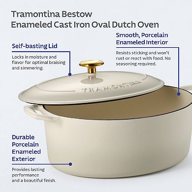 Tramontina Bestow 7-qt. Enameled Cast Iron Oval Dutch Oven Pot with Lid