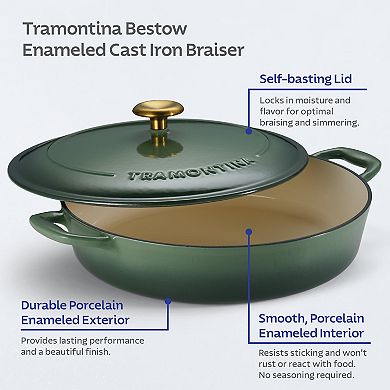 Tramontina Bestow 4-qt. Enameled Cast Iron Braiser Pan with Lid