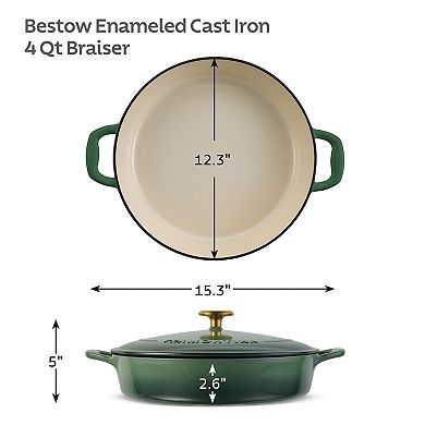 Tramontina Bestow 4-qt. Enameled Cast Iron Braiser Pan with Lid