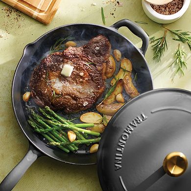 Tramontina Bestow 12-in. Enameled Cast Iron Skillet Frying Pan with Lid