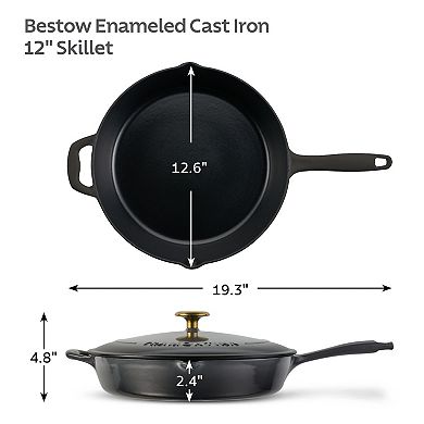 Tramontina Bestow 12-in. Enameled Cast Iron Skillet Frying Pan with Lid