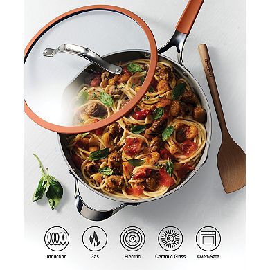 Tramontina Vue 7-Piece 5-Quart Ceramic Nonstick Cooking Pan Set with Glass Lid & Steamer Insert